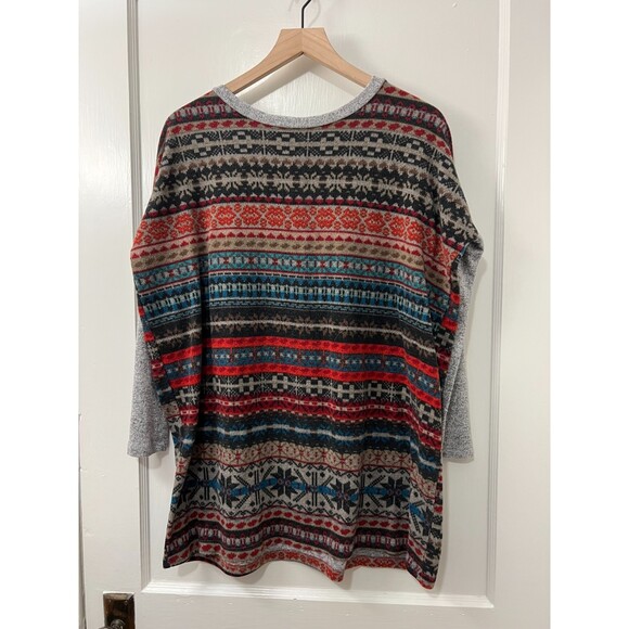 Cherish Women's Boho Aztec Snowflake Print Oversized Tunic Top Size XS / S - Picture 1 of 6